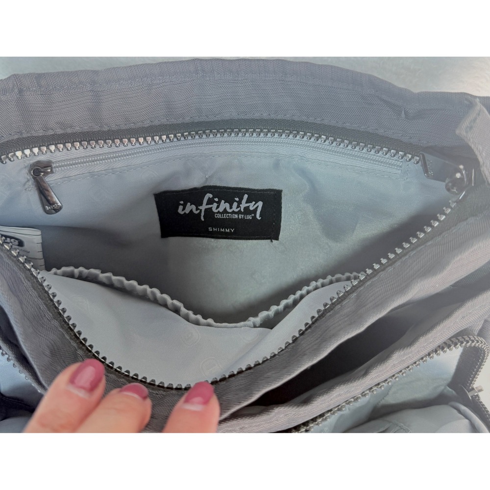 Lug Infinity Shimmy Crossbody Bag Charcoal Gray RFID Purse Pocket Organizer - Picture 6 of 15